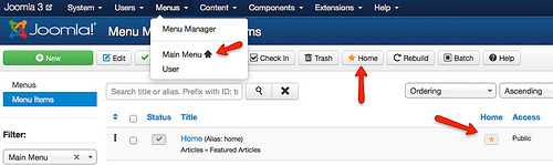 Главное меню с ссылкой для главной страницы